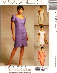 7491 SS-LS BUTTON DRESS,VEST,STRT SKIRT PATTERN 6-16 4 SZS